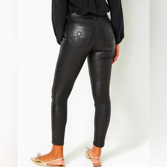 NWT Lilly Pulitzer Sz 6 Eagan High Rise Coated Jeans Black Item# AE - Picture 2 of 8